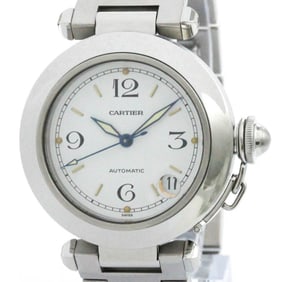 Polished CARTIER Pasha C Steel Automatic Unisex Watch W31015M7 BF579995