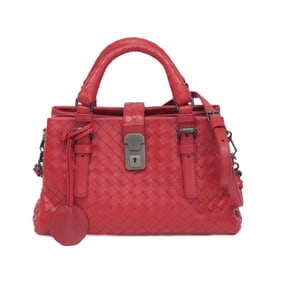 Bottega Veneta Intrecciato Baby Roma Bag Women's Leather Handbag,Shoulder Bag Red Color