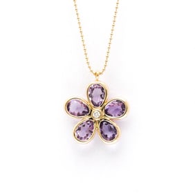 Tiffany Garden Flower Necklace Amethyst Diamond Pink Gold (18K) Amethyst,Diamond Women,Men Fashion