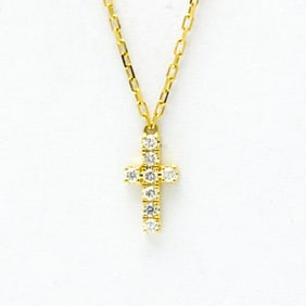 AHKAH Diamond Cross Necklace Yellow Gold (18K) Diamond Men,Women Fashion Pendant Necklace (Gold)