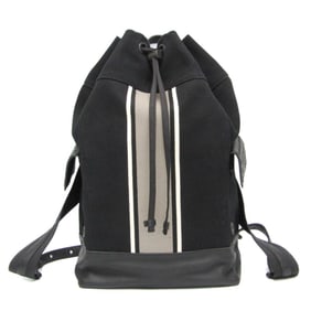 Bottega Veneta Drawstring Bag Stripe Men's Leather,Canvas Backpack Black,Gray,White