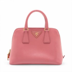 Prada Saffiano Leather Lux Triangle Handbag Tote Pink Shoulder Bag BL0838 Women's