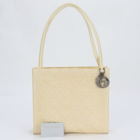 Christian Dior Guarantee Included Cannage Leather Nylon Shoulder Bag Tote Handbag Women's