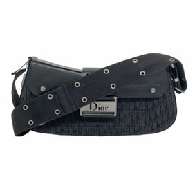 Christian Dior Shoulder Bag Street Chic Canvas Leather Black Women's