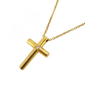 Tiffany Necklace Cross 1PD 18KYG Yellow Gold Diamond Ladies