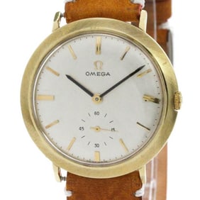 Vintage OMEGA Seamaster Gold Plated Leather Hand-Winding Mens Watch BF572569