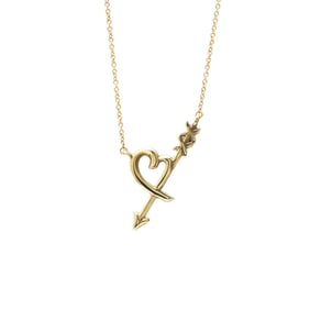 Tiffany Heart Arrow Necklace Pink Gold (18K) Men,Women Fashion Pendant Necklace (Pink Gold)