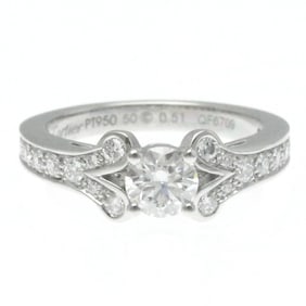 Cartier Ballerina Solitaire Ring Platinum Fashion Diamond Band Ring Carat/0.51 Silver