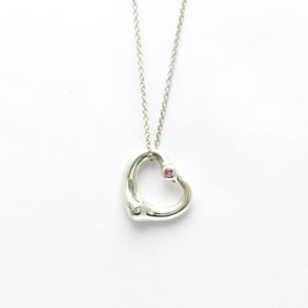Tiffany Open Heart Silver 925 Sapphire Men,Women Fashion Pendant Necklace (Silver)