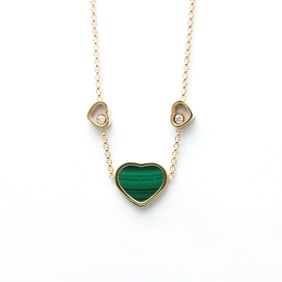 Chopard Happy Heart Malachite Diamond Necklace 81A082 Pink Gold (18K) Diamond,Malachite Men,Women