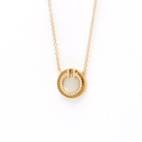 Tiffany T TWO Circle Diamond Mother-of-Pearl Necklace Pink Gold (18K) Diamond,Mother Of Pearl
