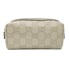 Gucci Guccissima 153228 Women's Leather Pouch Off-white