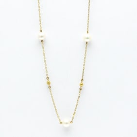 Mikimoto Pearl Necklace Yellow Gold (18K) Pearl Men,Women Fashion Pendant Necklace (Gold)