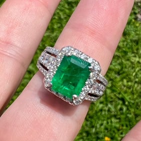 Platinum 3.25 Ct. Emerald & Diamond Ring