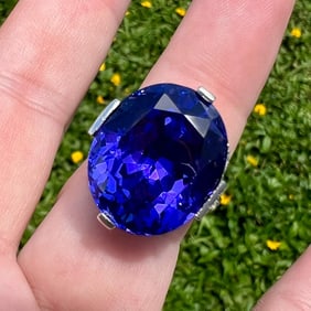 18K White Gold 27.07 Ct. Tanzanite & Diamond Ring