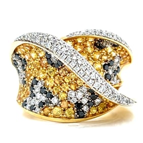 18K Yellow Gold Sapphire & Diamond Ring