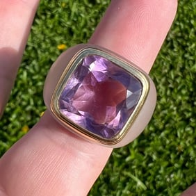 18K Yellow Gold & Crystal Amethyst Ring
