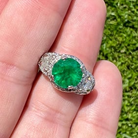 Platinum 2.49 Ct. Emerald & Diamond Ring