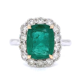 14K White Gold 3.62 Ct. Emerald & Diamond Ring