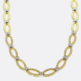 2.50 Carat Diamond Oval Link Collar Necklace