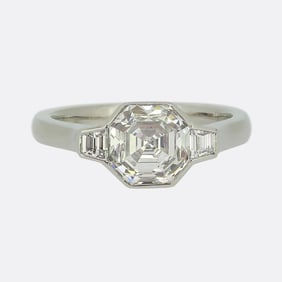 Antique 1.91 Asscher Cut Diamond Ring