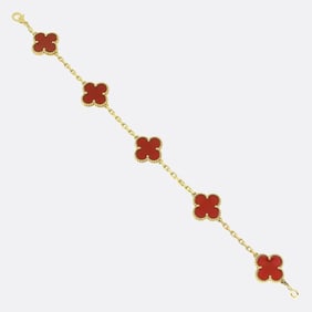 Van Cleef & Arpels Vintage Alhambra Five Motif Carnelian Bracelet