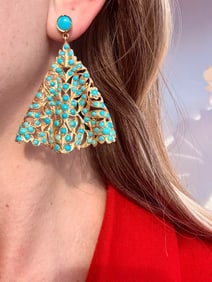 Turquoise Triangle Earrings, 18k