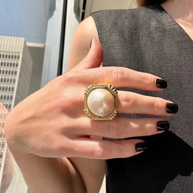 David Webb Mabe Pearl Cocktail Ring, 18k