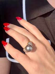 Tahitian Pearl & Diamond Ring, 18k