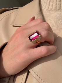 Rubellite Tourmaline & Diamond Ring, 18k