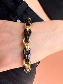 Black Onyx Link Bracelet, 14k
