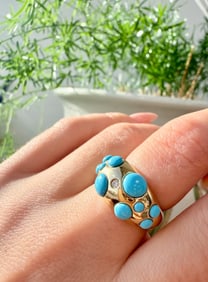 Turquoise & Diamond Ring, 14k