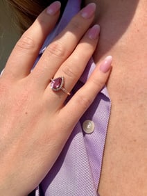 Pink Sapphire & Diamond Ring, 14k