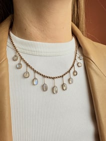 Moonstone Drops Necklace, 14k