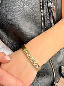 Pearl & Diamond Bangle Bracelet, 14k