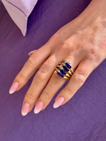 Retro Lapis & Diamond Ring, 18k