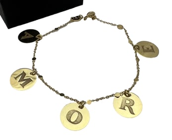Delicate Pasquale Bruni Amore 18kYG Letter Charm Bracelet 14mm Charms - Orig Box