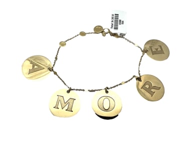 Charming Pasquale Bruni Amore 18kYG Letter Charm Bracelet "AMORE" 22.9 Orig Box