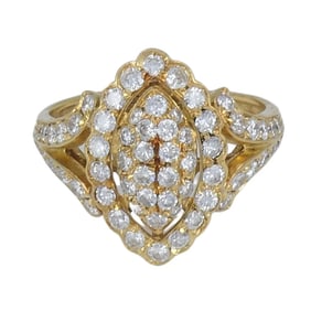 Vintage Cartier 18k Gold Diamond Marquise Cluster Ring