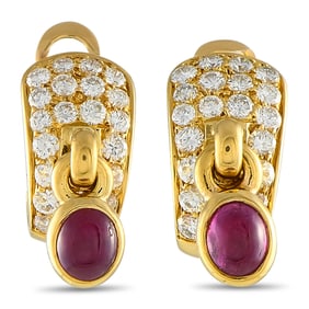 Bvlgari Vintage 18K Yellow Gold 1.45ct Diamond and Ruby Earrings BV06-032425