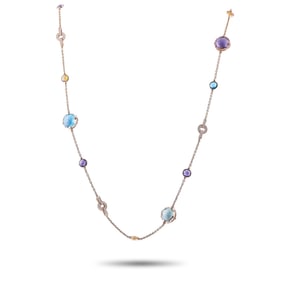 Bvlgari Parentesi 18K Rose Gold Diamond and Multi Gemstone Long Necklace BV25-011725