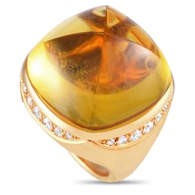 Bvlgari 18K Yellow Gold 1.0ct Diamond and Heliodor Ring BV09-080824