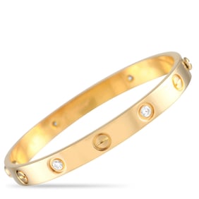 Cartier LOVE 18K Yellow Gold 4 Diamond Bracelet Size 16 CA18-112624