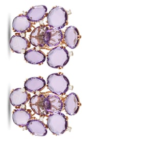 Casato 18K Rose Gold 0.28ct Diamond and Amethyst Earrings 200533