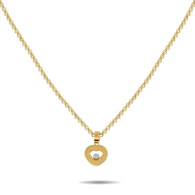 Chopard Happy Diamonds 18K Yellow Gold Diamond Heart Pendant Necklace CH26-031325