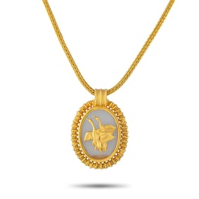 Ilias Lalaounis 18K Yellow Gold Rock Crystal Flying Geese Necklace IL49-031425