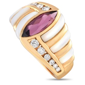 Kabana 14K Yellow Gold 0.32ct Diamond, Tourmaline and Mother of Pearl Ring KA07-041624