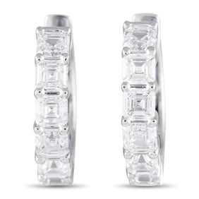 LB Exclusive 18K White Gold 2.45ct Diamond Hoop Earrings AER-19152