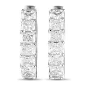 LB Exclusive 18K White Gold 2.15 ct Diamond Huggie Hoop Earrings AER-19151