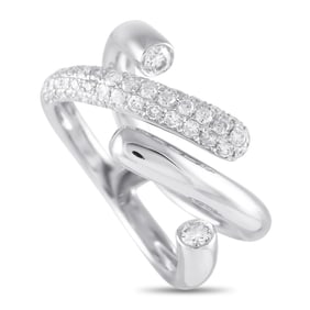 LB Exclusive 18K White Gold 0.85ct Diamond Open Crossover Ring ALR-19704